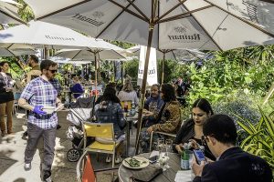 Relaxing at the Ruinart Lounge Area at Design Miami 2017 Photo by Barry Fellman